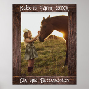 Affiche Cadre photo faux modifiable en bois brun rustique