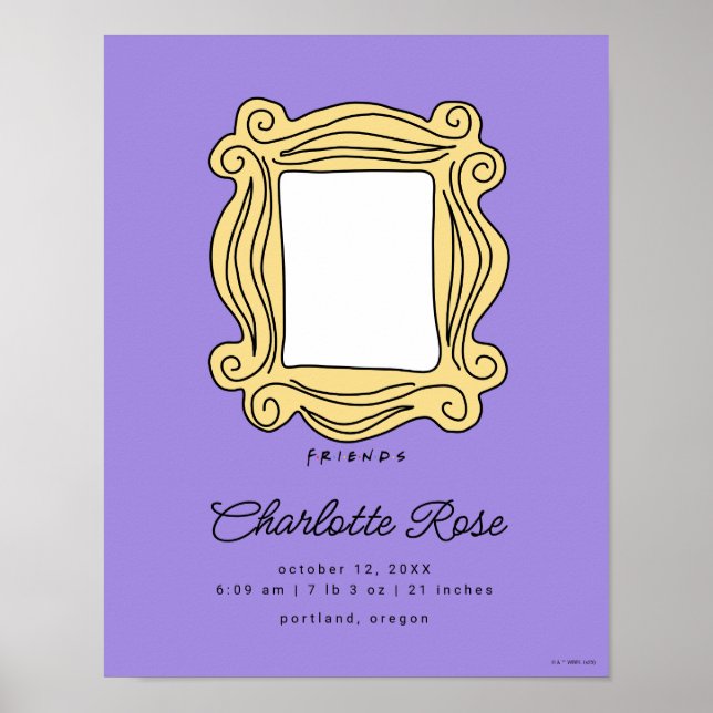 Affiche Cadre photo FRIENDS™ | Statistiques de naissance d (Devant)