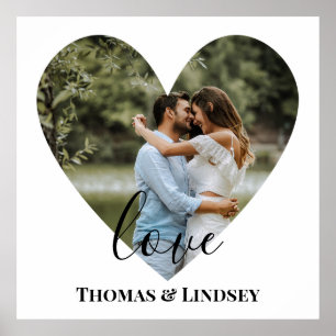 Affiche Cadre photo personnalisé en forme de cœur en calli