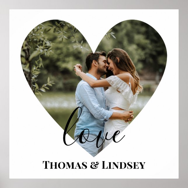 Affiche Cadre photo personnalisé en forme de cœur en calli (Devant)