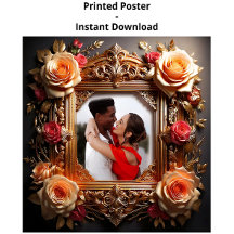 Cadre photo victorien élégant avec Roses 3D