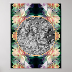 Affiche Cadres de fleurs de pivoines roses Ajouter votre p