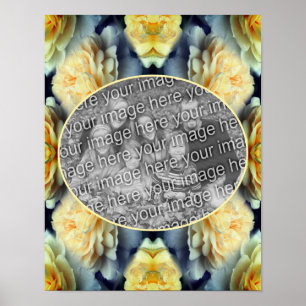 Affiche Cadres de gouttes de rose jaune Créez votre propre