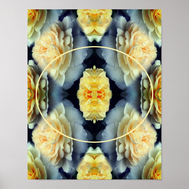 Affiche Cadres de gouttes de rose jaune Créez votre propre (Devant)