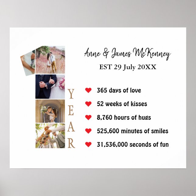 Affiche Cadres de numéro de photo personnalisés 1ère année (Devant)