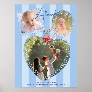 Affiche Cadres Ornés 3 Photos Rose 1er Noël Étape Importan