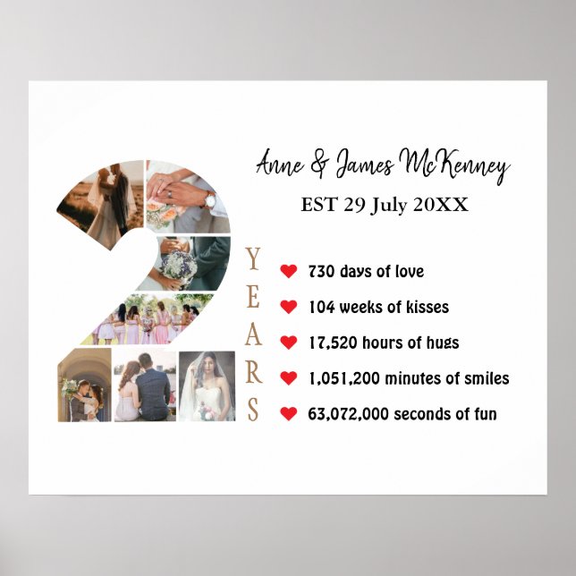 Affiche Cadres photo personnalisées pour le 2e anniversair (Devant)