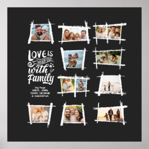 Affiche Cadres Rustiques Blanc/Noir L'Amour Est La Famille
