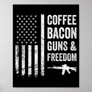 Affiche Café Bacon Armes & Dom - Barbecue Grill Drôle