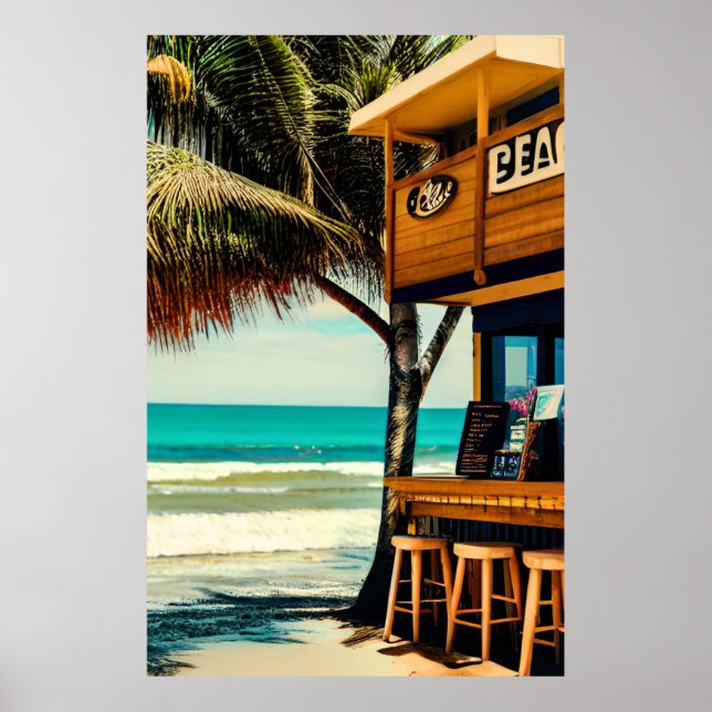 Affiche Cafe Bar de la plage de Bali (Devant)