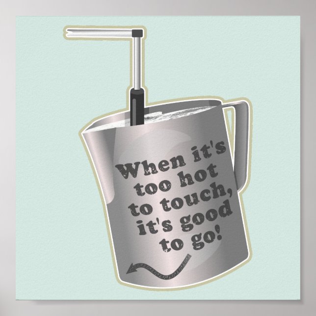 Affiche Café Barista cuillère à chauffer le lait (Devant)