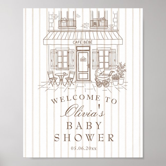 Affiche Cafe Bébé Baby Shower  Welcome (Devant)
