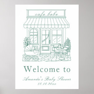 Affiche Cafe Bebe Bonjour Baby Shower