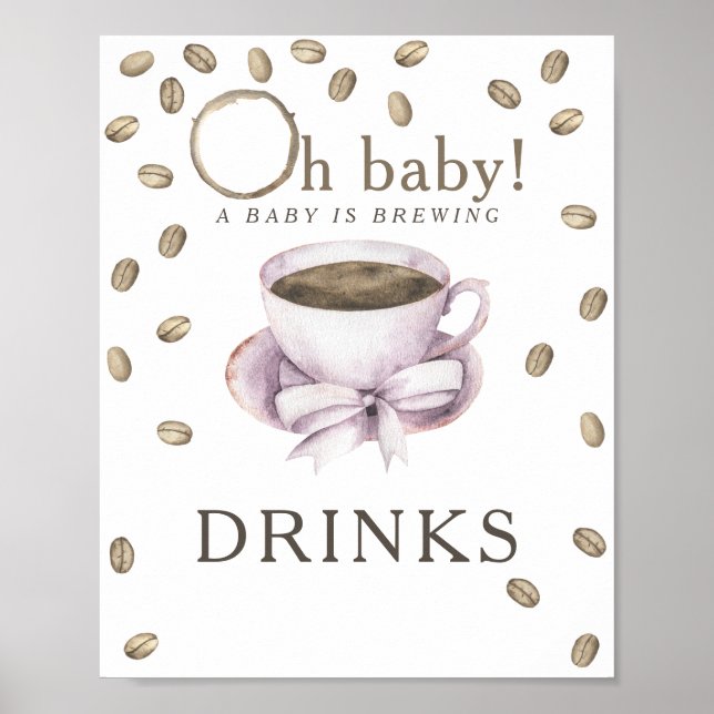 Affiche Café brassage baby shower Boissons (Devant)