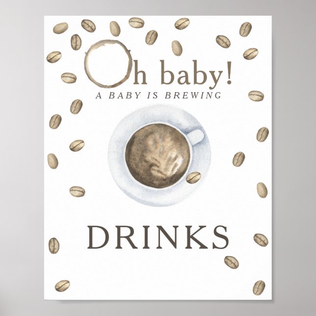 Affiche Café brassage baby shower Boissons (Devant)