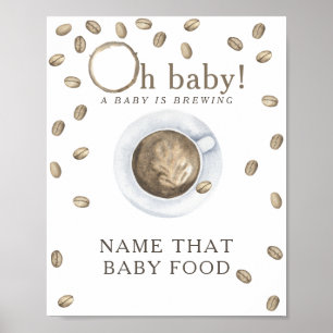 Affiche Café brassage baby shower de nourriture pour bébé