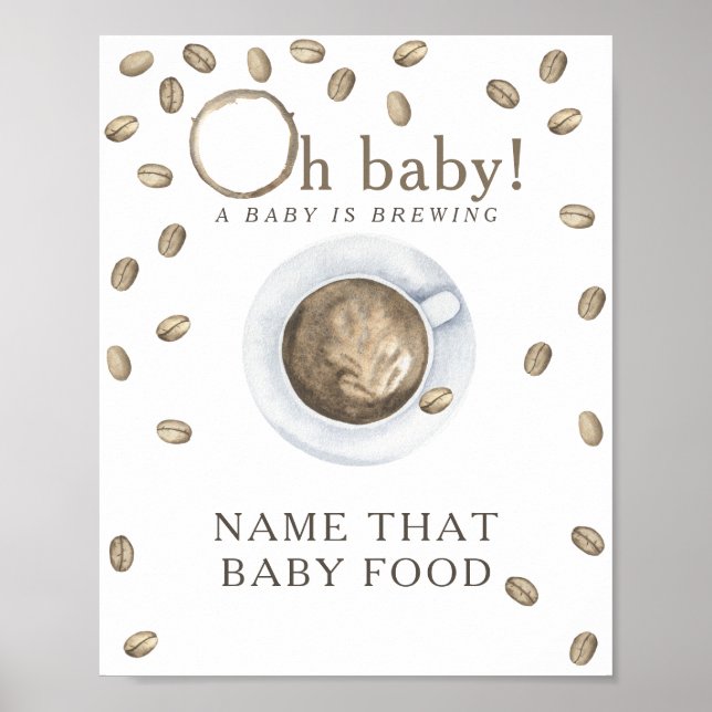 Affiche Café brassage baby shower de nourriture pour bébé  (Devant)