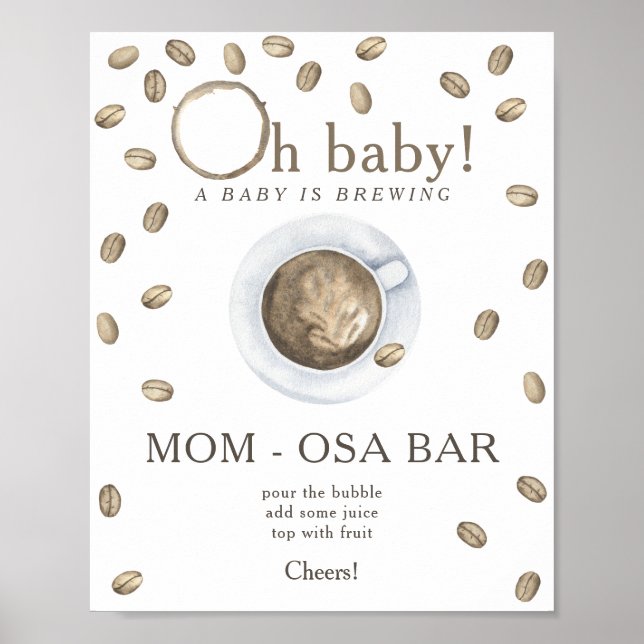 Affiche Café brassage baby shower Momosa bar (Devant)