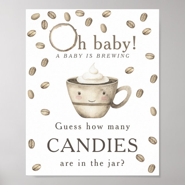 Affiche Café brassant - Combien de bonbons sont dans le po (Devant)