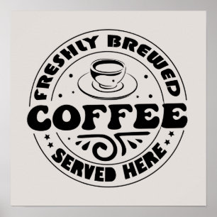 Affiche Café brassé chaud vendu chez les vendeurs