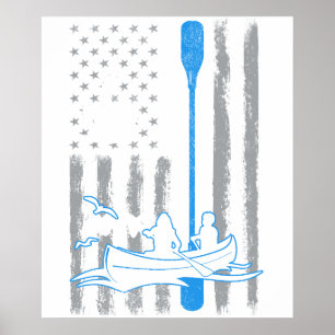 Affiche café canoë - Drapeau américain vintage USA pour ca