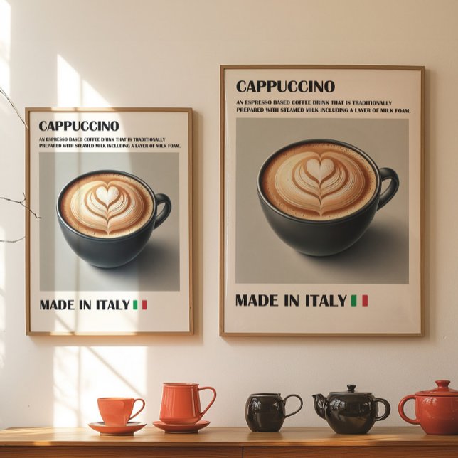 Affiche Café Cappuccino Impression, Mur d'art italien Latt (Cappuccino)