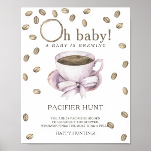 Affiche CAFÉ - chasse à la suce jeu de baby shower