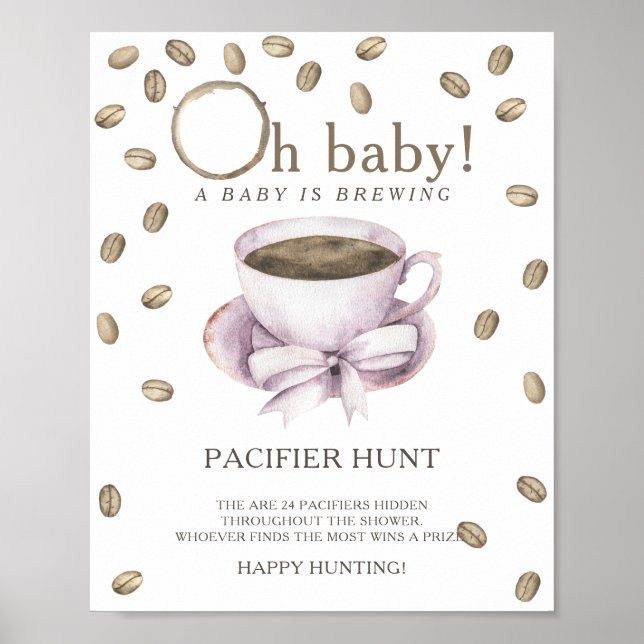 Affiche CAFÉ - chasse à la suce jeu de baby shower (Devant)