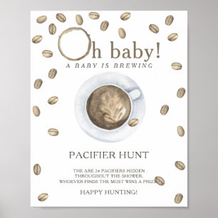Affiche CAFÉ - chasse à la suce jeu de baby shower