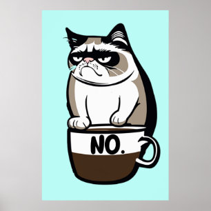 Affiche Café Chat d'humeur du matin, Pas d'Art numérique C