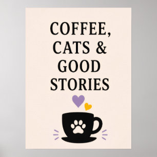 Affiche Café, chats & belles histoires
