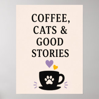 Affiche Café, chats & belles histoires