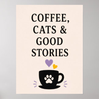 Affiche Café, chats & belles histoires