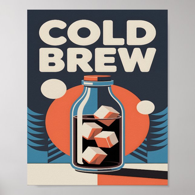 Affiche Café Cold Brew Rétro Cuisine Moderne du Milieu du  (Devant)