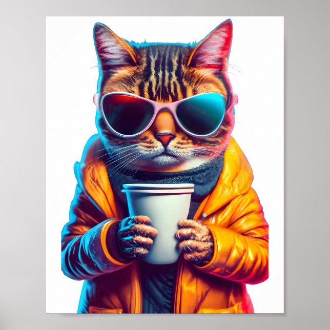 Affiche Café cool Chat Moderne Design (Devant)