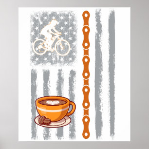 Affiche café cyclage- Vintage drapeau américain USA pour c