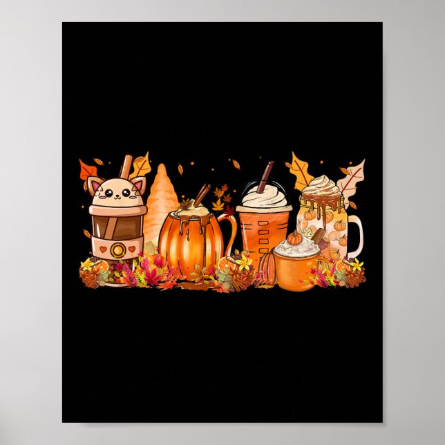Affiche Café d'automne à épices Thé chaud à l'automne Harv (Devant)