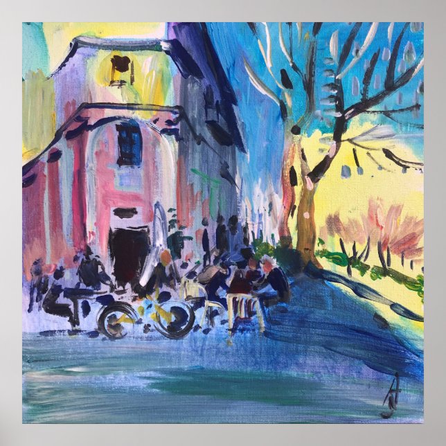 Affiche Café de la ville de peinture moderne (Devant)