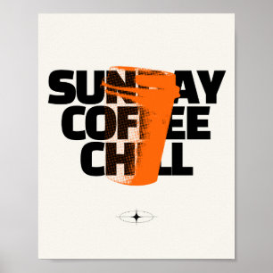 Affiche Café détente du dimanche - Graphique urbain en dem