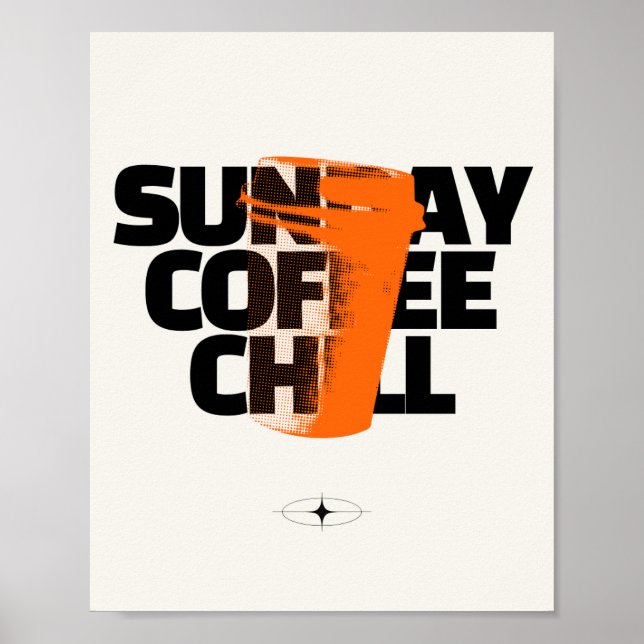 Affiche Café détente du dimanche - Graphique urbain en dem (Devant)