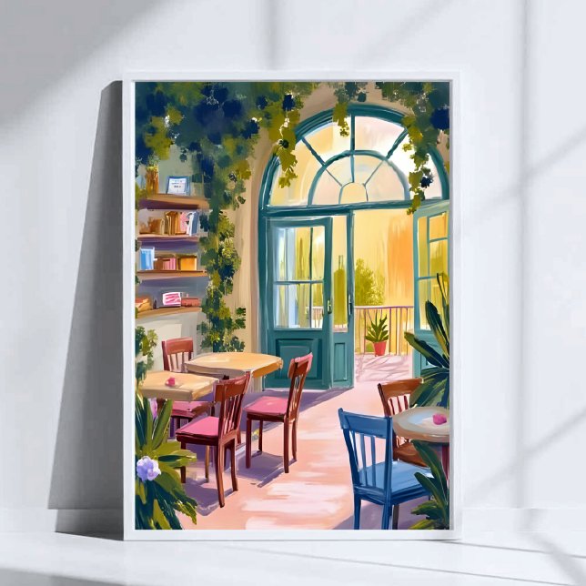 Affiche Café du Jardin | Peinture Aquarelle Botanique (Créateur téléchargé)