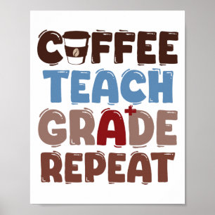 Affiche Café. Enseigner. Noter. Répéter