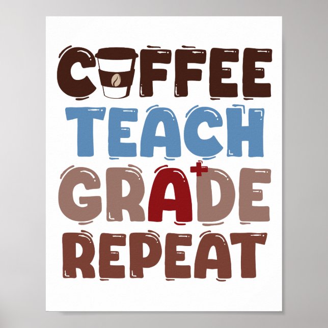 Affiche Café. Enseigner. Noter. Répéter (Devant)