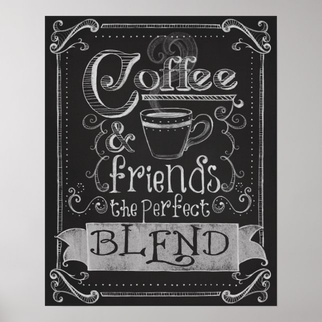 Affiche Café et amis Chalk Board Art (Devant)