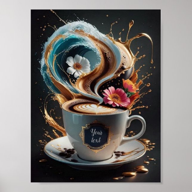 Affiche Café et fleurs (Devant)