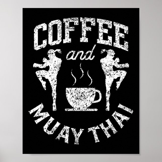 Affiche Café et Muay Thai Combattant de loisir Arts martia (Devant)
