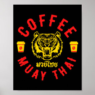 Affiche Café et Muay Thai Drôle Cadeau de MMA Kickboxing