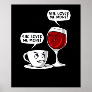 Affiche Café Et Vin Elle M'Aime Plus