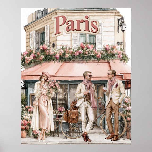Affiche Cafe extérieur à Paris (Devant)