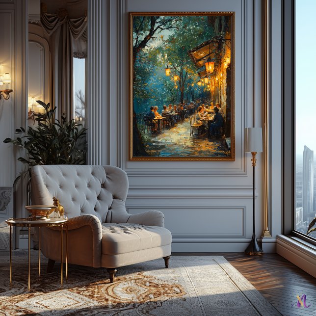 Affiche Café extérieur romantique la nuit Impressionnisme (Créateur téléchargé)